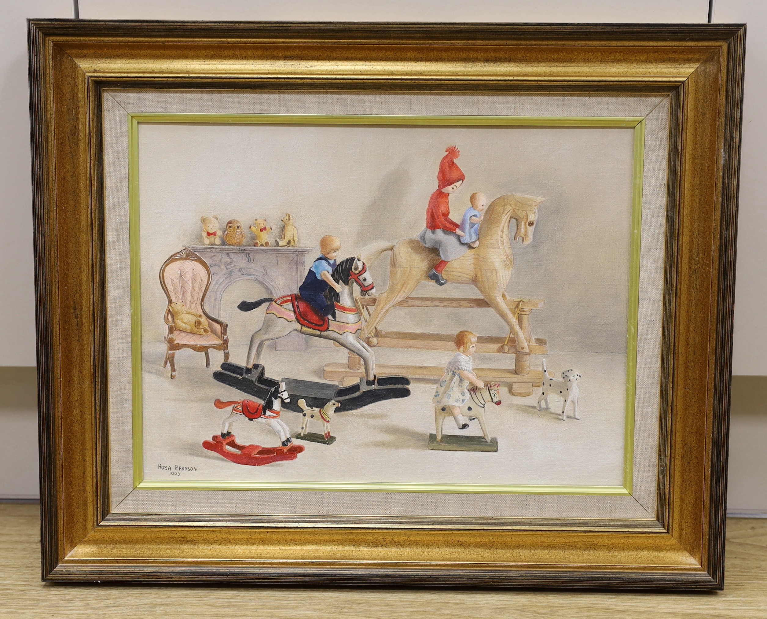 Rosa Branson (b.1933), oil on canvas, 'Rocking horses', signed and dated 1992, 30 x 40cm